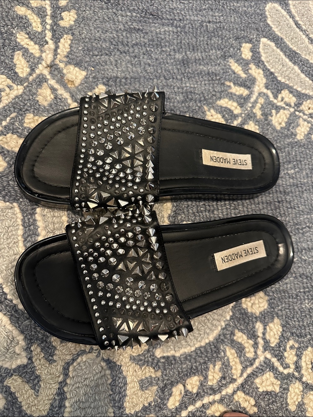 Steve Madden Black Studded Slide Mules. Good Condition!